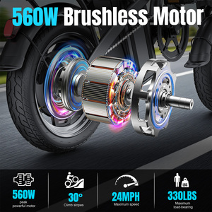 Mini vélo électrique pour adultes 350W Brushless, vélo électrique pliable, batterie au lithium <span class=keywords><strong>500WH</strong></span>, panier arrière, design stable - Product Image 4