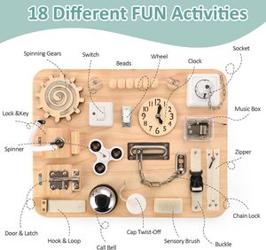 Grande planche d'activités <span class=keywords><strong>Montessori</strong></span> en bois - Jouets sensoriels pour tout-petits, garçons et filles - Product Image 2