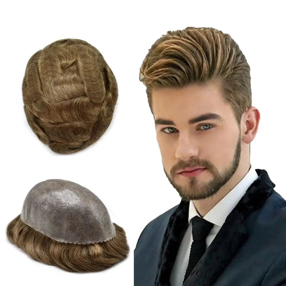 स्टॉक में अच्छी गुणवत्ता वाले पुरुषों के लिए पुरुषों के बाल बाल काटने के लिए प्राकृतिक 100% मानव बाल बाल विग