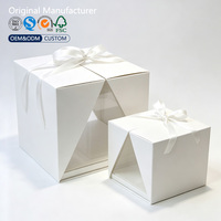 Boîte à gâteau carrée de luxe à double ouverture en PET recyclé avec fenêtre transparente, ruban imprimé quadricolore - OEM/ODM Boulangerie