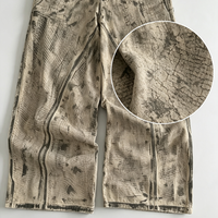 Pantalon cargo ample délavé et déchiré pour homme, style streetwear, avec logo personnalisé, coupe vintage et décontractée, vente en gros