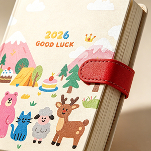 notebook Imitation Leather Cover Cute Animal Design Good Luck Theme Hardcover Sewing Binding Digital Printing - Product Image 4