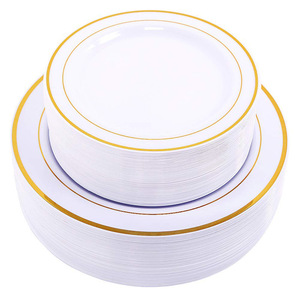 Heavy Weight Disposable Cheap Disposable Ps Hard Plastic Disposable Wedding Prty Plates Sets