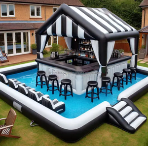 Customized Air Bar <b>Inflatable</b> <b>Pool</b> Bar <b>Floating</b> Leisure Platform for Backyard Party and Water Park - Product Image 5