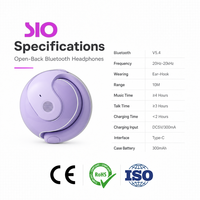 Écouteurs sans fil à oreille ouverte à charge rapide Type-C, écouteurs Bluetooth V5.4 à longue autonomie, écouteurs sportifs sans fil à oreille ouverte