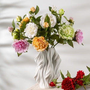 Fiori Artificiali di Peonia Realistici a Due Teste Fatti a Mano in Seta per Matrimoni, Festa della Mamma, Pasqua, San Valentino, Stile Moderno - Product Image 1