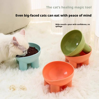 Bol pour nourriture pour chat en plastique écologique, base antidérapante, design arrondi, support pour le cou en forme de patte d'éléphant, capacité de 400 ml, options multicolores