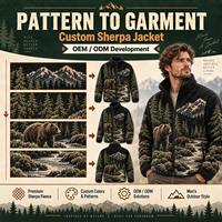 Veste d'hiver en polaire sherpa jacquard motif ours pour homme, fermeture éclair intégrale, pour activités forestières et aquatiques, personnalisable, marque privée, fabricant OEM ODM