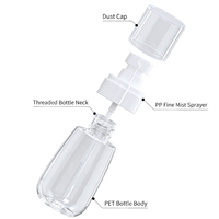 Flacon pulvérisateur à fine brume en PET personnalisé de 50 ml, 60 ml, 100 ml avec col de 20 mm, emballage cosmétique rechargeable pour tonique facial et soins de la peau