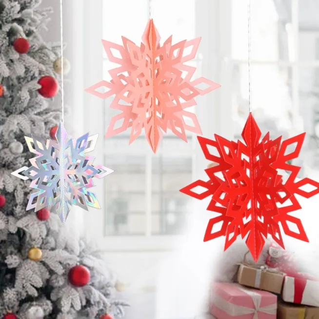 3D noel kar taneleri degrade kağıt kolye süsler ile swirls asılı ev odası yeni yıl arifesi noel ağacı süslemeleri