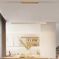 Lampe suspendue LED nordique Wabi-sabi pour salle à manger, table de bar, en travertin naturel et bois, design de suspension Rolde, lustre linéaire