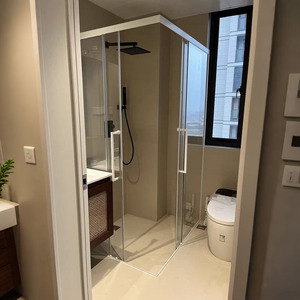 Cabine de <span class=keywords><strong>douche</strong></span> à l'italienne en forme de L à cadre étroit avec porte coulissante en verre trempé, cabine de <span class=keywords><strong>douche</strong></span> de luxe pour salles de bain à domicile et à l'hôtel - Product Image 2
