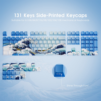 Usine QWERTY PBT Keycaps 5 côtés Sublimation de colorant pour Cherry MX Gamer clavier mécanique 131 touches minimalisme RVB briller à travers