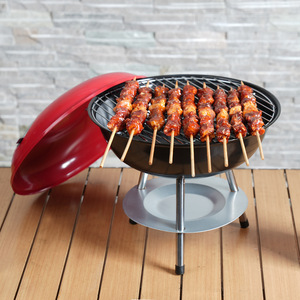 Portable Mini Barbecue Grill 14 Inch Round Outdoor BBQ Grill With Lid And Stand For Backyard Camping Cooking - Product Image 1