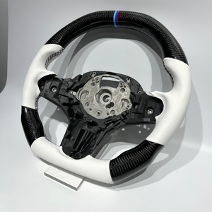 Volante de Cuero Blanco con Fibra de Carbono para BMW Serie G G20 G28 G29 G30 G32 G15 G01 G02 G05 G06 G07 G38 G11 G12 M3 M4 M5 M6 <span class=keywords><strong>M8</strong></span> - Product Image 4