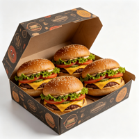 Boîte à hamburger en carton blanc compostable tendance, logo personnalisé, conception OEM, boîte à emporter pour hamburger écologique, prix de gros