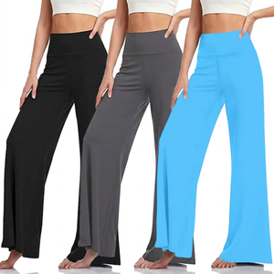 Pantalon de yoga taille haute YIYI pour femme, coupe large unie, extensible, sans couture, legging droit confortable, respirant, pour le sport - Product Image 2