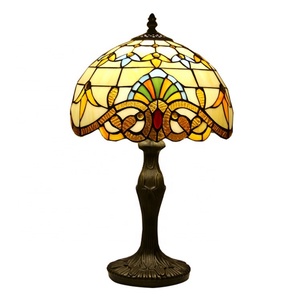 Lámpara de Mesa Tiffany LongHuiJing de 12 Pulgadas, Vidrio Emplomado, Estilo Barroco Europeo Clásico, Lámpara de Escritorio para Sala de Estar, Lámpara de Mesa para el Hogar - Product Image 1