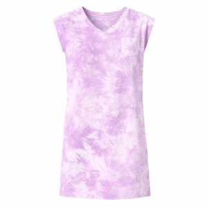 Vestido Casual Tipo Camiseta de <span class=keywords><strong>Lino</strong></span> y Algodón para <span class=keywords><strong>Mujer</strong></span>, Personalizado, Color <span class=keywords><strong>Lila</strong></span>, con Cuello en V, Manga Corta, Bolsillo en el Pecho, Estilo Holgado - Product Image 2