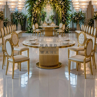 Mesa de Comedor Redonda Moderna de Acero Inoxidable de Lujo para Hoteles y Eventos de Boda