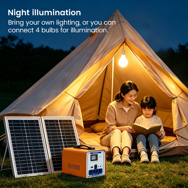 Solarthon Custom Home Solar Power System MPPT Controller Pure Sine Wave Inverter 18V Solar Kit Grid Power Wireless Charging