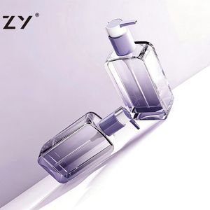 ชุดบรรจุภัณฑ์เครื่องสำอางแก้วไล่เฉดสีม่วงน้ำเงินสุดหรู ขวดและกระปุกบรรจุภัณฑ์สำหรับผลิตภัณฑ์บำรุงผิวแบบเปล่า พร้อมฝาสีโรสโกลด์ สำหรับโลชั่น เซรั่ม และครีม - Product Image 2