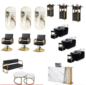 Luxury Modern <b>Foldable</b> & Reclining Hair Salon Furniture Set Customizable Solon Beauty Barber Shampoo Chair <b>Mirror</b> Set Factory - Product Image 3