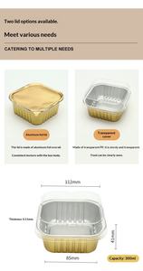 Conteneur à gâteau en aluminium recyclable de 300 ml, moule à flan carré, gobelets en aluminium pour la cuisson de desserts, pour les réunions, les mariages, les fêtes - Product Image 3