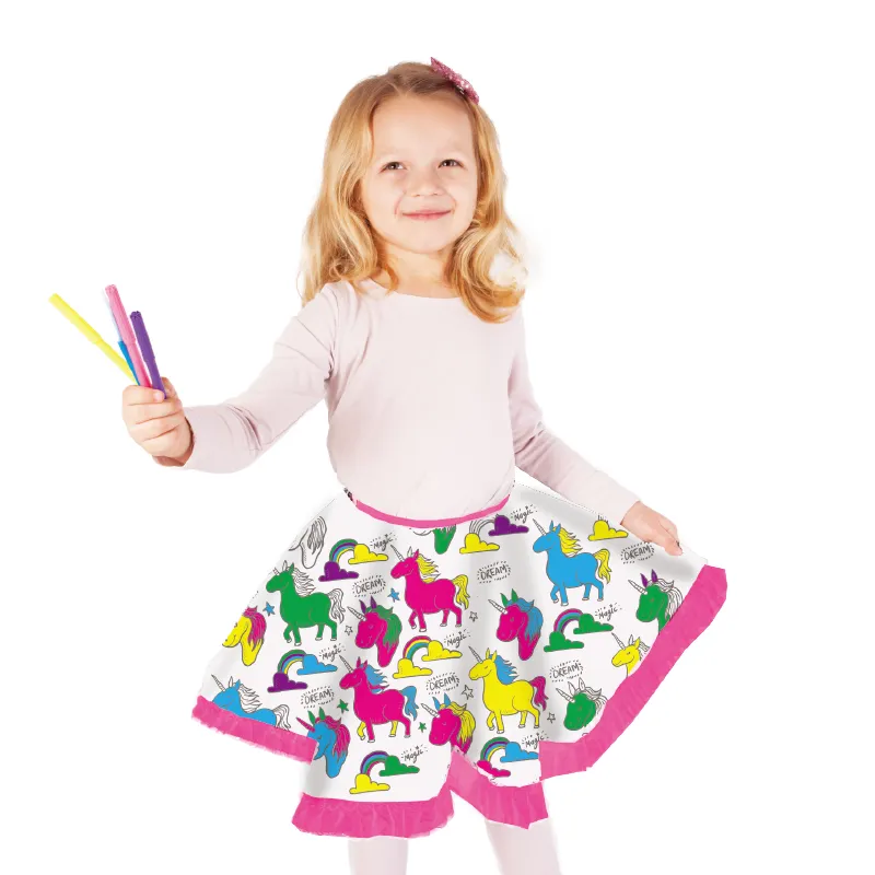 유행 아이 그리기 장난감 드레스 5 마커 색상 자신의 가방 아이 파티 드레스 색상 내 자신의 유니콘
