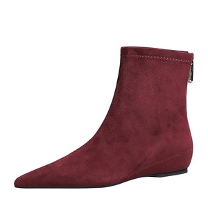 6383-2 stivali da donna BIGTREEB con tacco basso, con tacco spiovente e tacco rialzato, punta per dimagrire e stivali corti in camoscio - Product Image 3