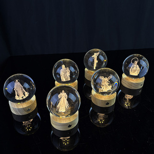 Đèn ngủ <span class=keywords><strong>3D</strong></span> bằng pha lê hình thánh giá Chúa Giê-su theo phong cách Thiên Chúa giáo, có công tắc cảm ứng, đế đèn <span class=keywords><strong>LED</strong></span> bằng gỗ MH-Q0272 - Product Image 3