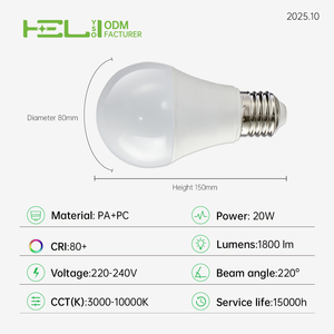 Bombilla LED de Alta Potencia <span class=keywords><strong>E27</strong></span> de 20W, 1800LM, 90LM/<span class=keywords><strong>W</strong></span>, para Iluminación de Almacenes y Fábricas, Controlador ERPF, Garantía de 2 Años, Opción V0 - Product Image 2