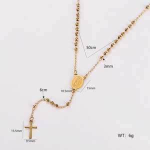 קישור נירוסטה מצופה זהב תליון הבתולה מרי buddha שרשרת עם חוטי צלב-גבולות עיצוב צלב-גבולות - Product Image 2