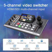 Mezclador de producción en vivo Multi Cámara 5 canales Conmutador de video con control de cámara PTZ Conmutador de transmisión Compatible con transmisión en vivo