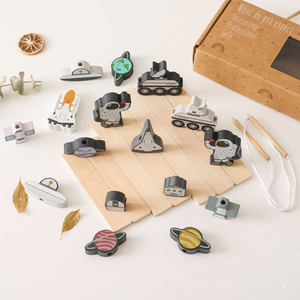 赤ちゃんパズル早期教育実践的な脳トレ木製玩具多機能宇宙飛行士スタースタッキングブロック玩具 - Product Image 4