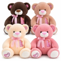 Ours en peluche personnalisé avec nœud en ruban et broderie sur la poitrine, pour cadeau de Saint-Valentin et fournitures pour fleuristes