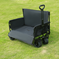 Chariot de camping pliable multifonctionnel avec siège pour 2 adultes, capacité de charge de 500 lb, chariot-lit robuste
