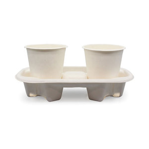 Wholesale Disposable Coffee Biodegradable <strong>Paper</strong> <strong>Cup</strong> White Holder Takeaway Carry Tray for <strong>2</strong> or 4 <strong>Cups</strong> - Product Image 2