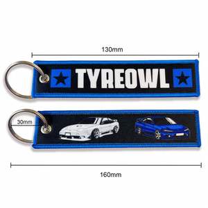 Promotional <b>Custom</b> Woven Embroidery Label High Quality Keychains Ring Fabric Personalized Fly Jet Tag Embroidered Keychain - Product Image 4