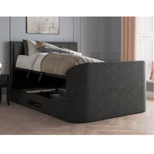 Dongguan usine de meubles lit de rangement intelligent avec télécommande moderne multifonctionnel de luxe personnalisé avec TV dans le pied de lit - Product Image 3