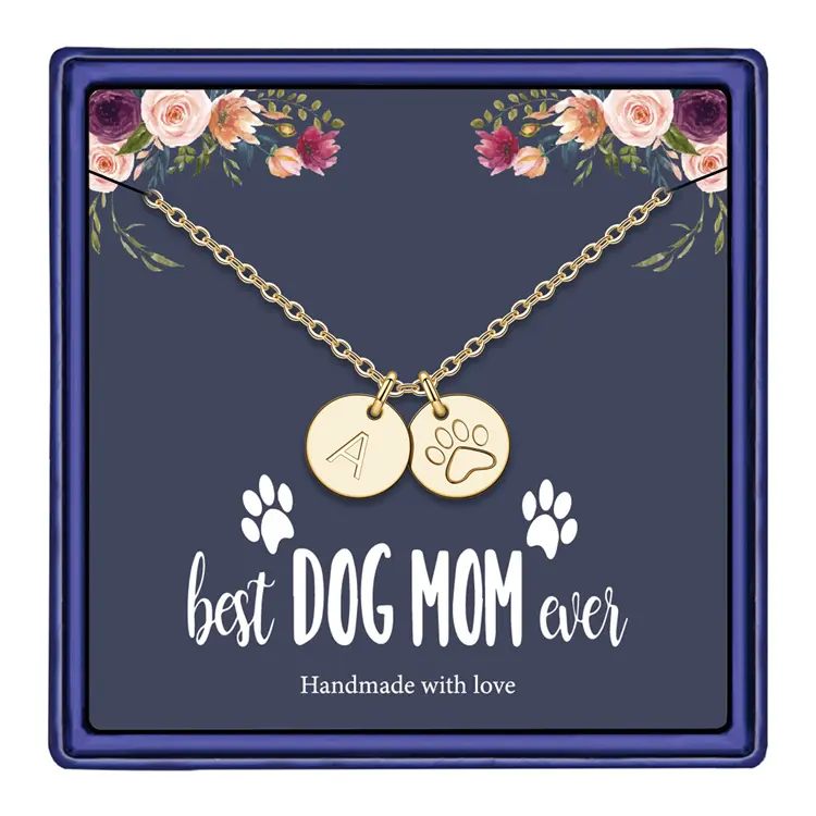 Collar de pata de perro con letras chapadas en oro para mujer y niña, collar de acero inoxidable con estampado de pata de cachorro, regalo para amantes de las mascotas