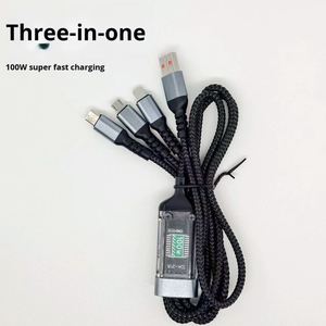 <span class=keywords><strong>สาย</strong></span> USB Type C 3-in-1 รองรับการชาร์จเร็ว 3A พร้อมหัว Micro USB รองรับกำลังไฟ 100W ผลิตจากทองแดงแท้ ใช้ได้กับ Samsung iPhone 15 Android เครื่องพิมพ์ IOS - Product Image 1