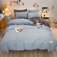 Ensemble de literie à rayures et à carreaux, 4 pièces, drap, housse de couette, taies d'oreiller
