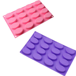 Moldes de silicona ovalados para hornear pasteles, 16 cavidades, para hornear pasteles, Pan, muffins, tazas, jabón hecho <span class=keywords><strong>a</strong></span> mano, hielo, <span class=keywords><strong>Chocolate</strong></span>, bandeja, molde de vela de jabón artesanal - Product Image 1