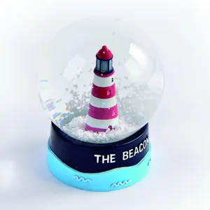 Ocean Theme Resin Beacon Snow Globe Glass Love Gift Snow Globe Lighthouse