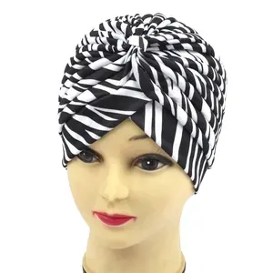 经典印花穆斯林女性女士扭转头巾帽子非洲百褶头头包