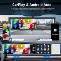 Caméra embarquée Podofo 10,99'' HD double objectif 4K DVR sans fil Carplay/Android Auto IPS WIFI avec vision nocturne, caméras avant/arrière
