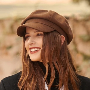 2025 all'ingrosso di moda autunno e inverno nuovo berretto ottagonale giornale tinta unita cappello da donna cappello da pittore cappello per le signore - Product Image 2