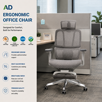Silla de Oficina Ergonómica de Lujo con Reposabrazos 3D y Almohadilla de PU, Silla de Computadora Transpirable de Malla para Gerentes y Espacios de Trabajo Corporativos