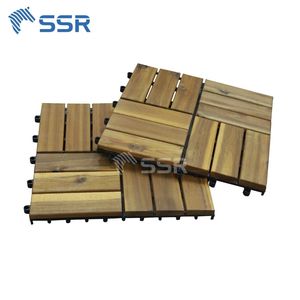 Best Price Natural 12 Slat Acacia Wood Decking <b>Tiles</b> Outdoor <b>Interlocking</b> Floor <b>Tiles</b> Suitable for Garden - Product Image 3